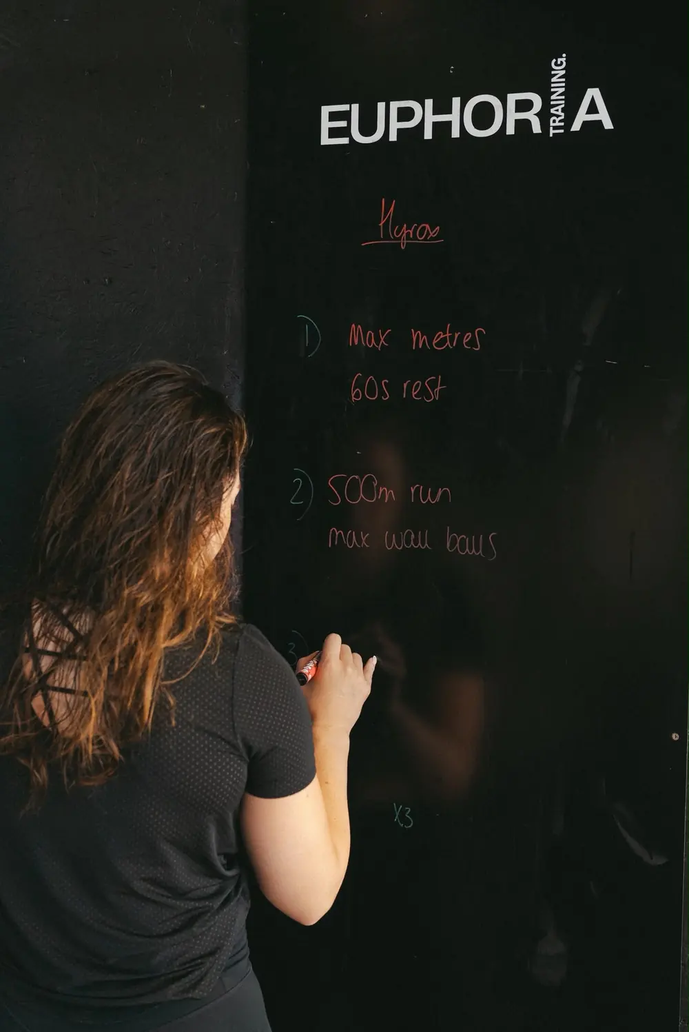 Coach writing up the Hyrox session