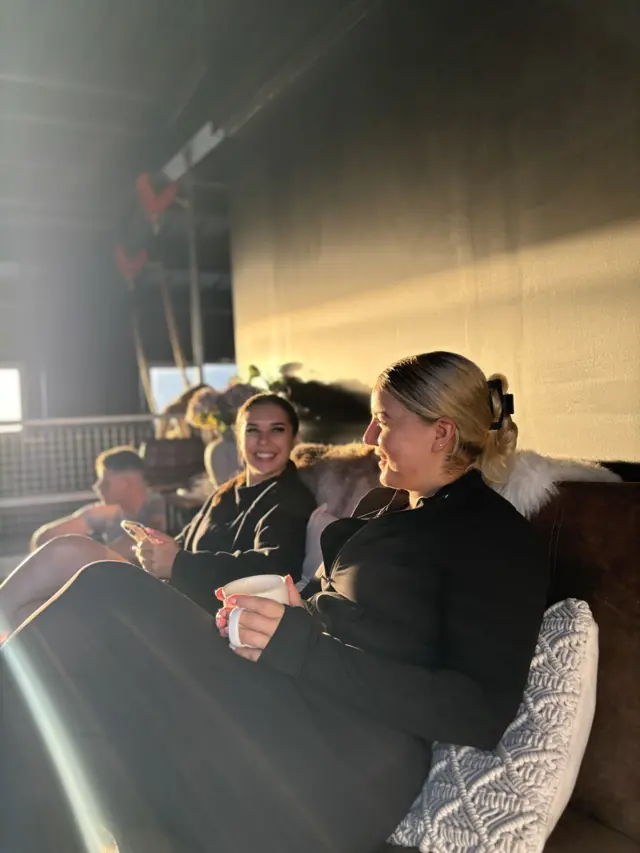 Members relaxing in the social space